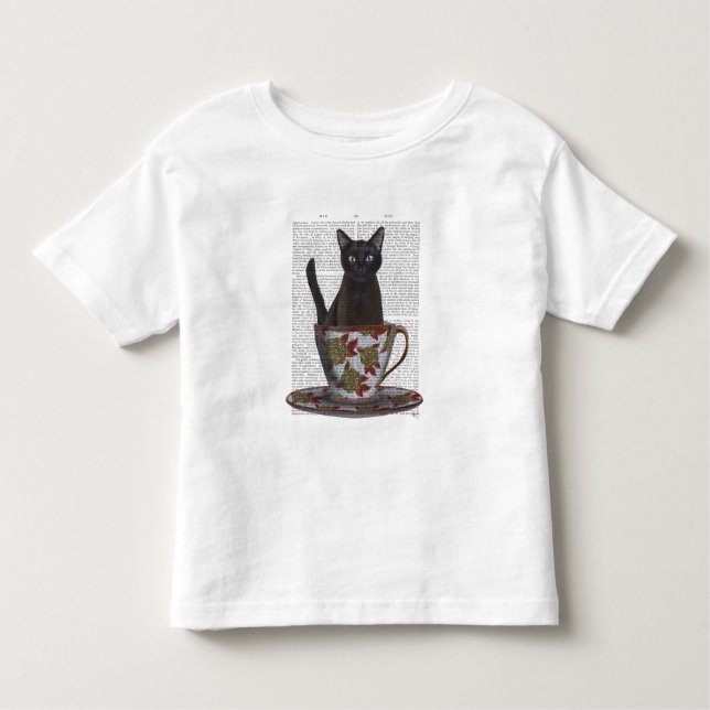 Camiseta Gato Negro em Teacup (Frente)