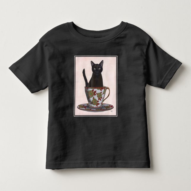 Camiseta Gato Negro em Teacup (Frente)
