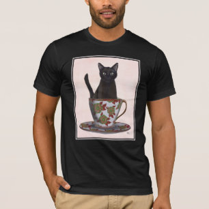 Camiseta Gato Negro em Teacup