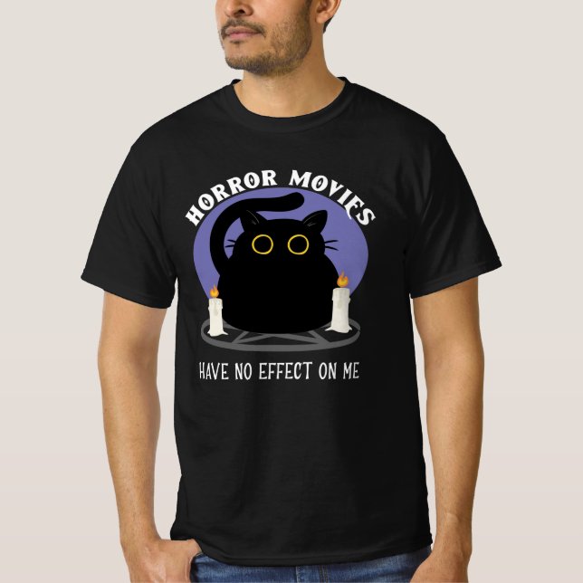 Camiseta Gato Negro Engraçado Adora Filme De Horror (Frente)