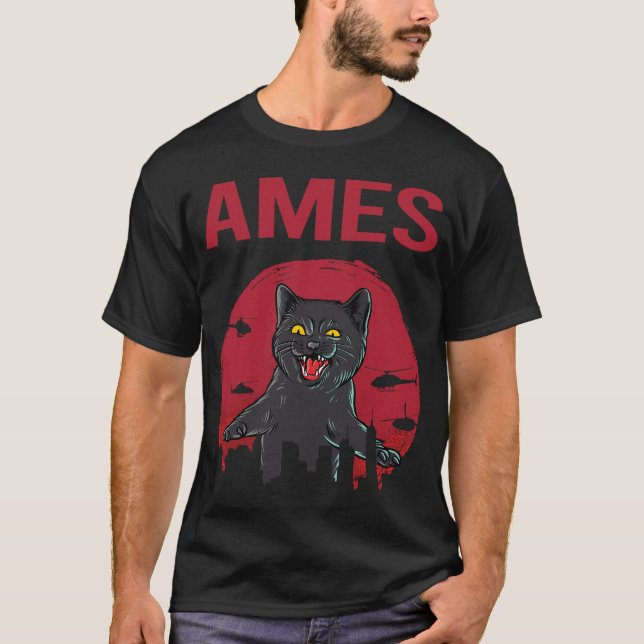 Camiseta Gato Negro Engraçado Ames (Frente)
