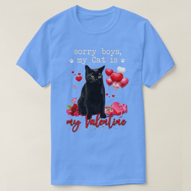 Camiseta Gato Negro Engraçado Desculpe Rapaz Meu Gato É Meu (Frente do Design)