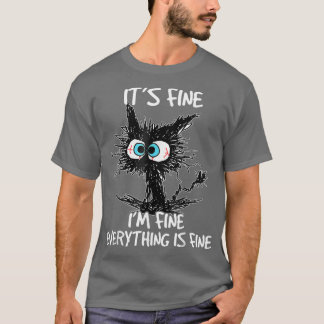Camiseta Gato Negro Engraçado Está bem Estou bem Está tudo 