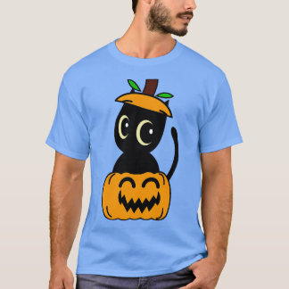 Camiseta Gato Negro Engraçado Está Em Um Pumpkin