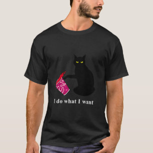 Camiseta Gato Negro Engraçado Faz O Que Eu Quero