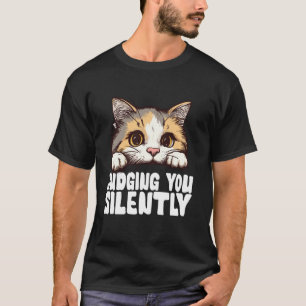 Camiseta Gato Negro Engraçado JULGANDO VOCÊ SILENTEMENTE Am