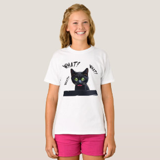 Camiseta Gato negro engraçado O QUÊ?