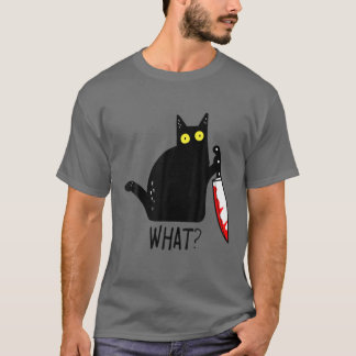 Camiseta Gato Negro Engraçado O Quê? Segurando Malditos Hom