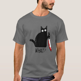 Camiseta Gato Negro Engraçado O Quê? Segurando Malditos Hom