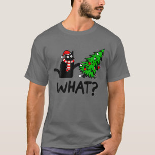 Camiseta Gato Negro Engraçado Presente Empurrando Árvore