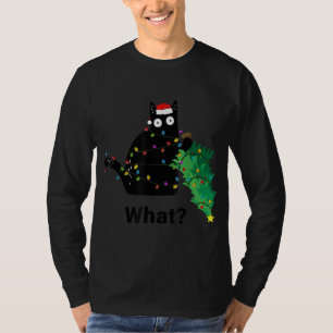 Camiseta Gato Negro Engraçado Presente Empurrando Árvore De