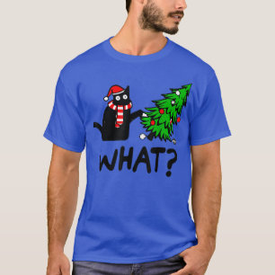 Camiseta Gato Negro Engraçado Presente Empurrando Árvore De