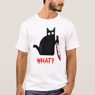 Camiseta Gato Negro Engraçado Que Gato Assassino Segurando 