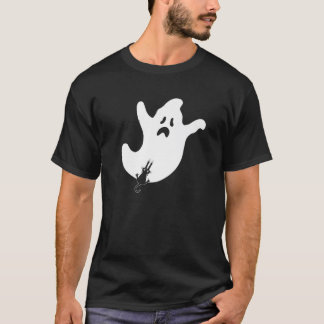 Camiseta Gato Negro Engraçado Sofrendo Espírito Fantasma