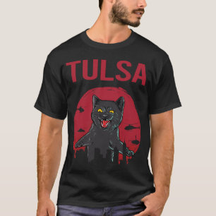 Camiseta Gato Negro Engraçado Tulsa