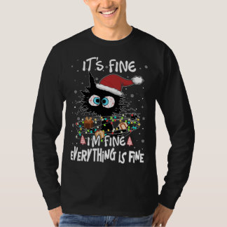 Camiseta Gato Negro Está bem Estou bem Está tudo bem