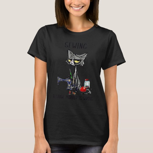 Camiseta Gato Negro Eu Mastigar Porque Assassinato É Errado (Frente)