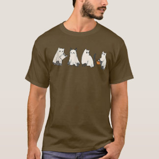 Camiseta Gato negro fantasma de gato engraçado Halloween pa