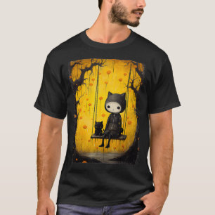 Camiseta Gato Negro Fantasma, Gato-Fantasma, Vintage, No Ha