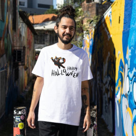 Camiseta Gato Negro Feliz de Halloween | Unisex | Evolução