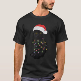 Camiseta Gato Negro Fundido Gato De Passar O Natal