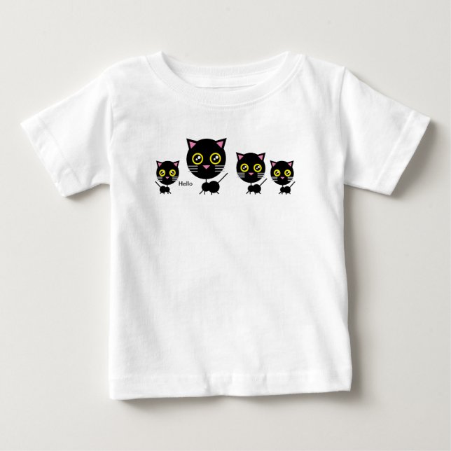 Camiseta Gato Negro Geométrico (Frente)