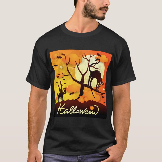 Camiseta Gato Negro Halloween (Frente)