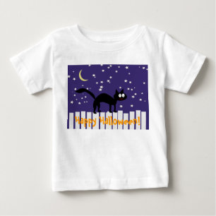 Camiseta Gato Negro Halloween na Cerca
