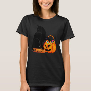 Camiseta Gato Negro Jack O' Lanterna Pumpkin Docinho