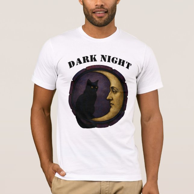 Camiseta Gato Negro Místico na Lua Crescente (Frente)