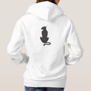 Camiseta Gato Negro, mulheres Silhout, camisola branca de c