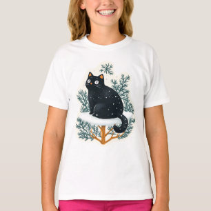 Camiseta Gato negro na árvore de Natal