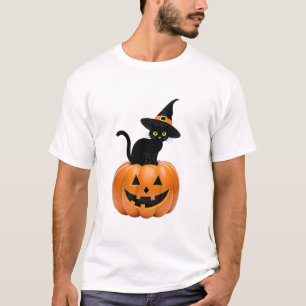 Camiseta Gato Negro na Pumpkin do Halloween