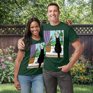 Camiseta Gato Negro Olhando Para A Janela