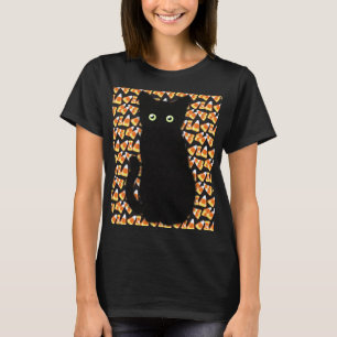 Camiseta Gato negro, padrão de milho doce, diversão de Hall