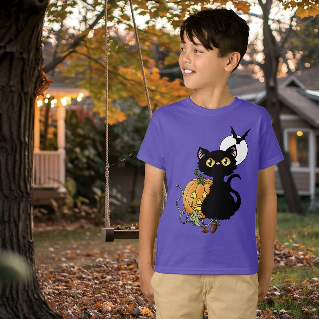 Camiseta Gato Negro Puro de Abóbora de Halloween (Criador carregado)