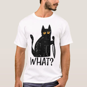 Camiseta Gato Negro Que Faca Engraçada Homicídio Halloween