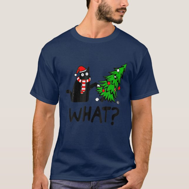 Camiseta Gato Negro Que Natal Engraçado (Frente)