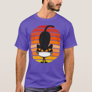 Camiseta Gato Negro Sunset Retroativo com máscara de rosto