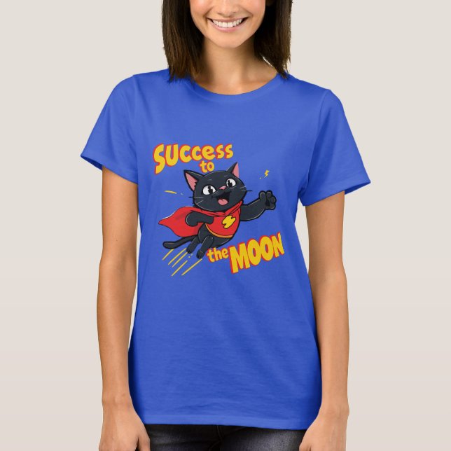 Camiseta Gato Negro Super Herói - Sucesso à Lua (Frente)