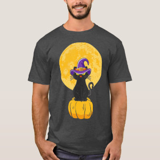 Camiseta Gato Negro Vintage Assustador Halloween Bruxa Ha