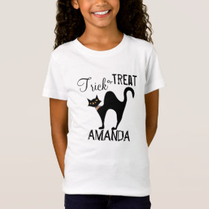 Camiseta Gato Negro Whimsical De Halloween Ou Tratar