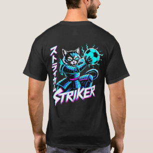 Camiseta Gato Neon Futurista Striker Fãs de Futebol Cyberpu