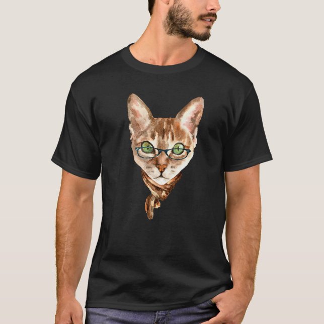 Camiseta Gato Nerd Com Óculos (Frente)