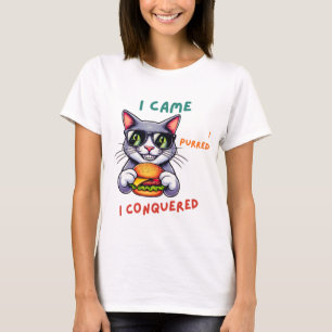 Camiseta Gato nerd legal com hamburger tomcat cheeseburger