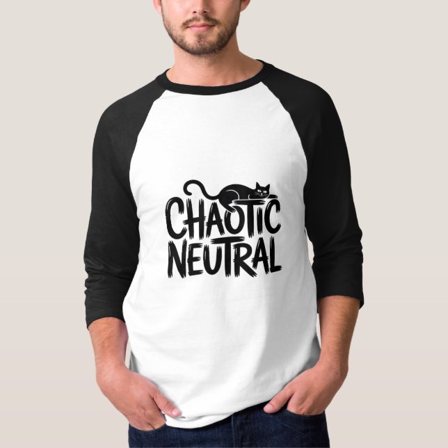 Camiseta Gato Neutro Chaótico - Engraçado (Frente)