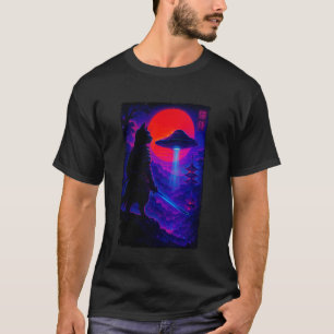 Camiseta Gato Ninja Alien Vaporwave Arte Japonês Samurai Uk
