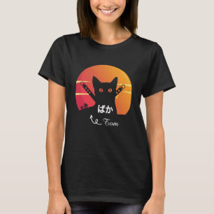 Camiseta Gato Ninja com Sol Retro Vintage