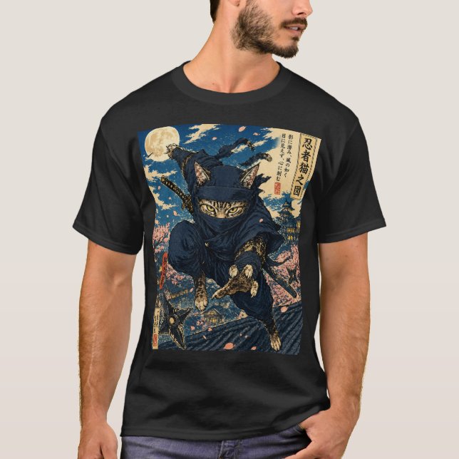 Camiseta Gato Ninja Japonês (Frente)
