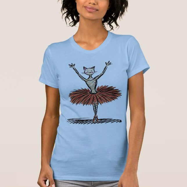 Camiseta Gato no Balé de dança (Frente)